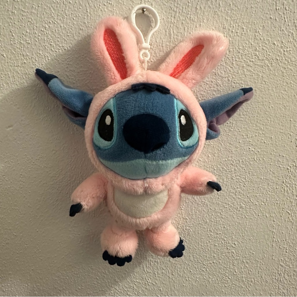 Ruz Stitch Plush Toy with Pink Bunny Outfit Dangler